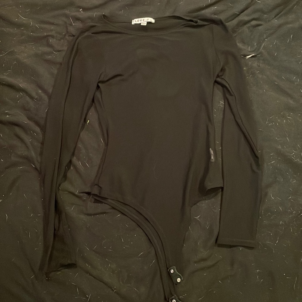 Long sleeve black mesh bodysuit